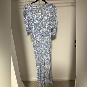 Blue/white floral midi dress